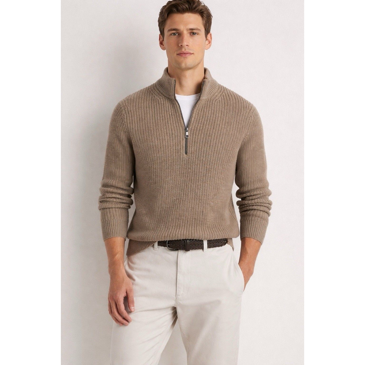 Quince Men’s S Australian Ribbed Merino Wool Half Zip Sweater